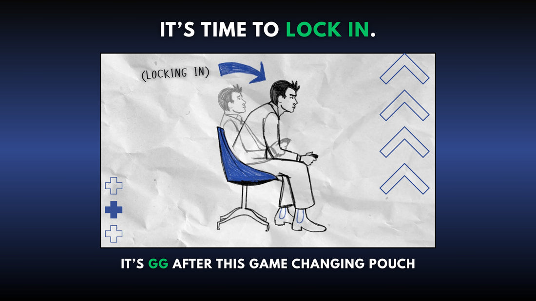 Gamer using nootropic pouch to improve reaction time and late-night focus