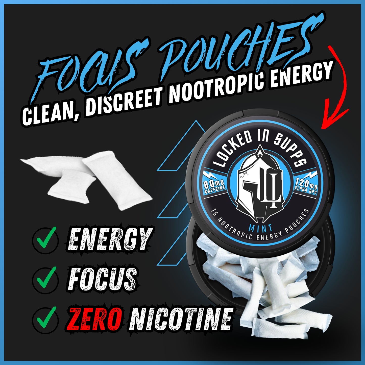 Locked In Focus Pouches – Nootropic Energy (Mint or Mango)